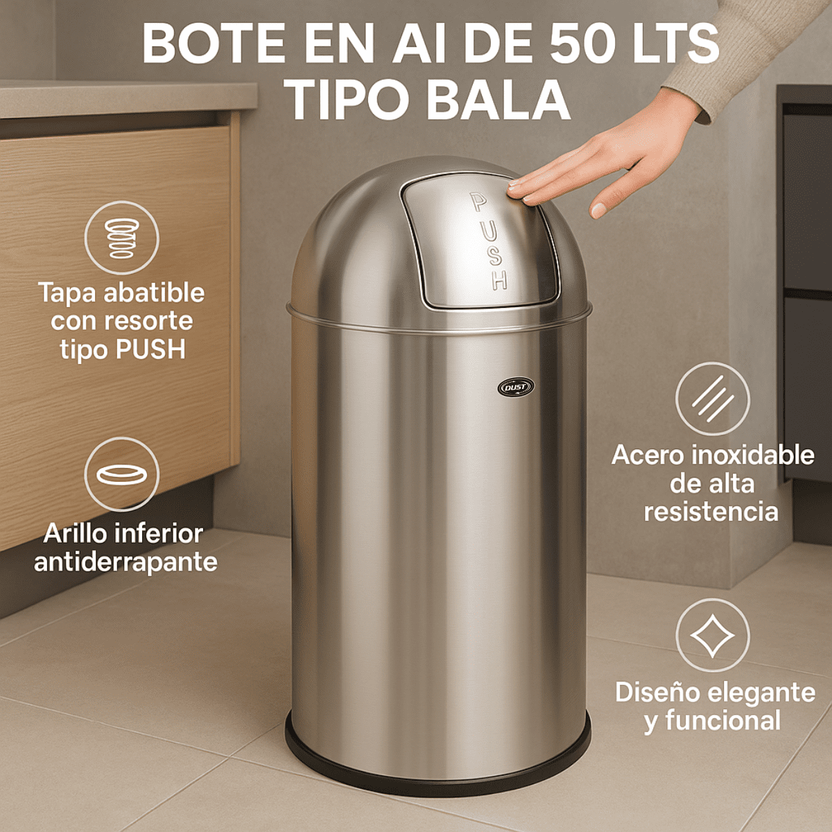 Bote tipo bala en acero inoxidable DUST 2 Bote tipo bala en acero inoxidable DUST - Imagen 2