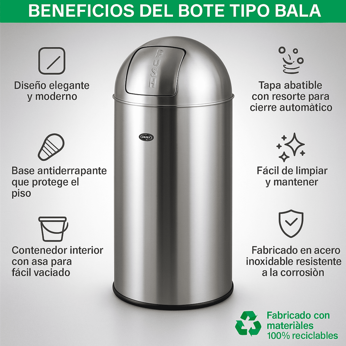 Bote tipo bala en acero inoxidable DUST 3 Bote tipo bala en acero inoxidable DUST - Imagen 3