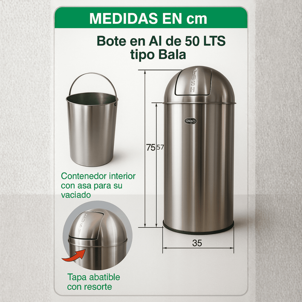 Bote tipo bala en acero inoxidable DUST 6 Bote tipo bala en acero inoxidable DUST - Imagen 6