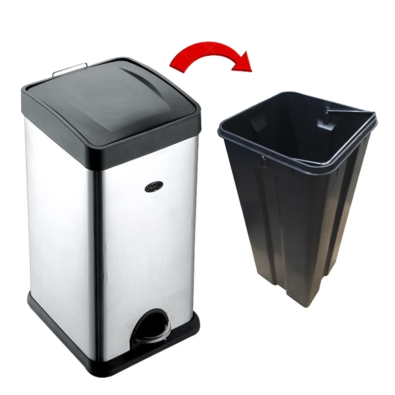 Bote de 30 litros con pedal en acero inoxidable DUST 2 Bote de 30 litros con pedal en acero inoxidable DUST - Imagen 2