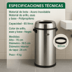 Bote con tapa embudo en acero inoxidable DUST 5 Bote con tapa embudo en acero inoxidable DUST - Imagen 5